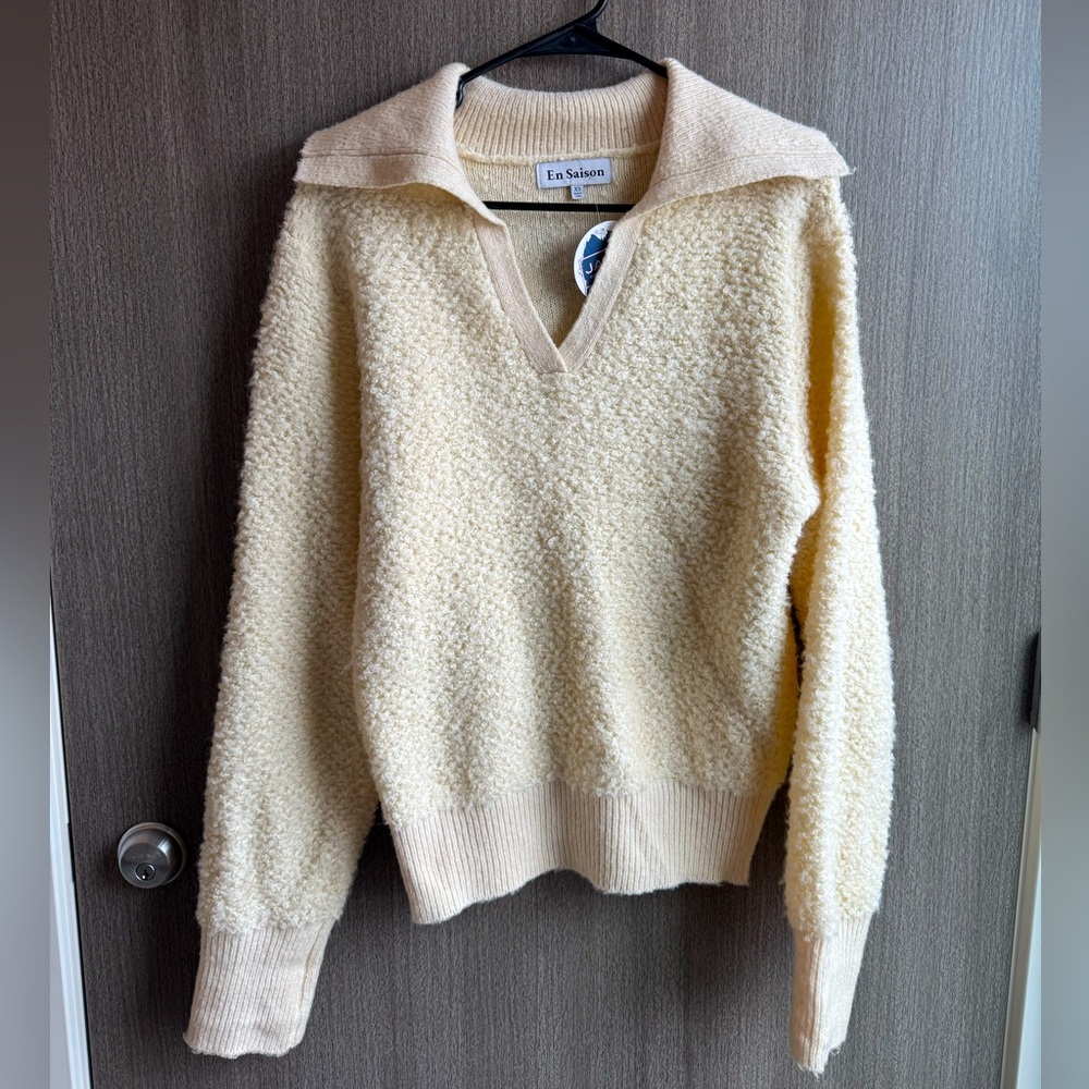 En Saison Boucle Collared Sweater - XS